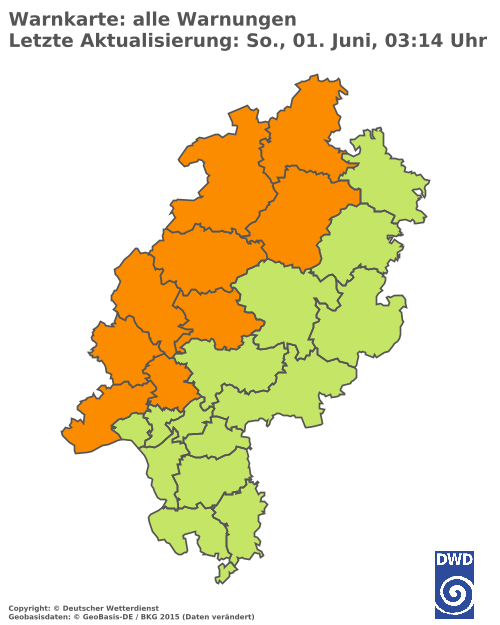 Aktuelle Wetterwarnungen für  Limburg-Weilburg